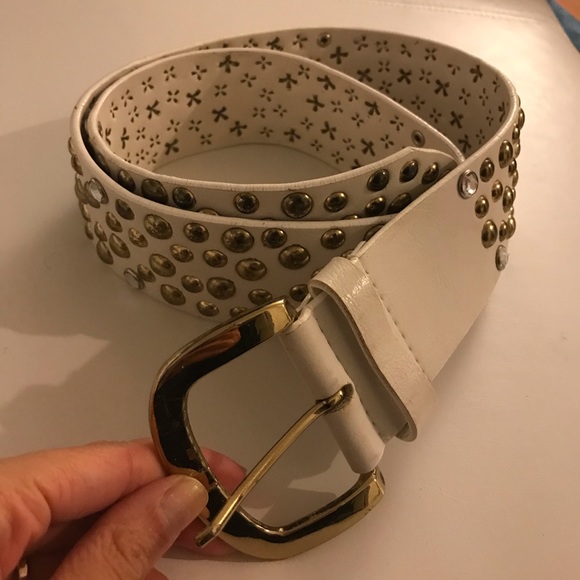 Studded Gold/White Belt - Picture 1 of 2